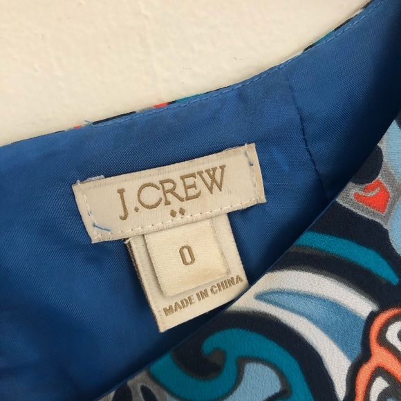 J Crew Factory Blue Paisley Shift Dress 3/4 Sleeve - Picture 6 of 8